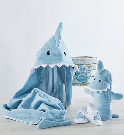 Let the Fin Begin Blue Shark Bathtime Gift Set